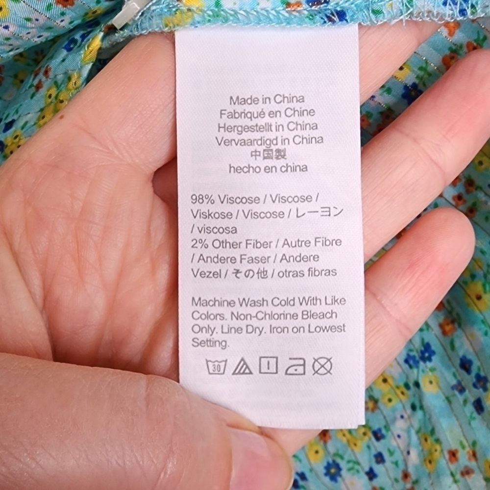 J. Crew Aqua Floral Field Day Print Ruffle Blouse L - Picture 9 of 9